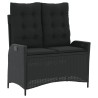 Ensemble à manger de jardin coussins 2pcs noir résine tressée 