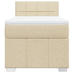 Sommier à lattes de lit et matelas Crème 90x190 cm Tissu 