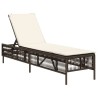 Chaises longues avec coussins lot de 2 marron résine tressée 