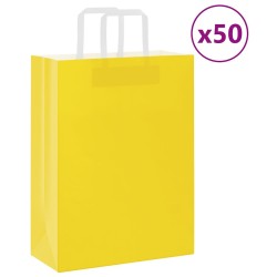 Sacs en papier 50 pcs avec poignées jaune 26x12x35 cm 