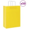 Sacs en papier 50 pcs avec poignées jaune 26x12x35 cm 