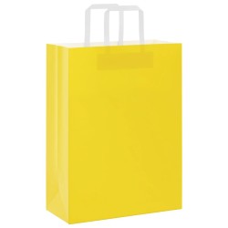 Sacs en papier 50 pcs avec poignées jaune 26x12x35 cm 