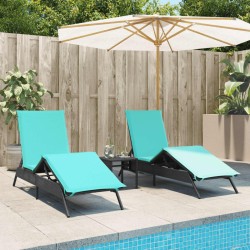 Chaises longues lot de 2 avec table noir résine tressée 