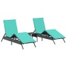 Chaises longues lot de 2 avec table noir résine tressée 