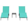 Chaises longues lot de 2 avec table noir résine tressée 