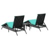 Chaises longues lot de 2 avec table noir résine tressée 