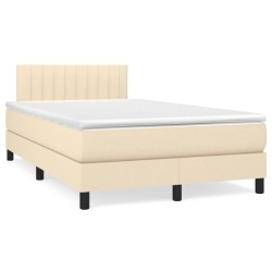 Sommier à lattes de lit avec matelas crème 120x190 cm tissu 