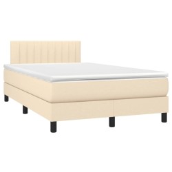 Sommier à lattes de lit avec matelas crème 120x190 cm tissu 
