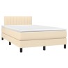 Sommier à lattes de lit avec matelas crème 120x190 cm tissu 