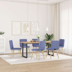 Chaises à manger lot de 6 bleu jean tissu 