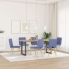 Chaises à manger lot de 6 bleu jean tissu 
