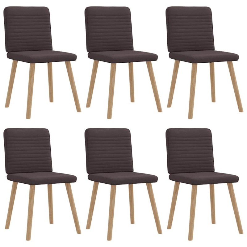 Chaises à manger lot de 6 marron foncé tissu 
