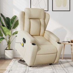 Fauteuil inclinable de massage électrique Crème Tissu 