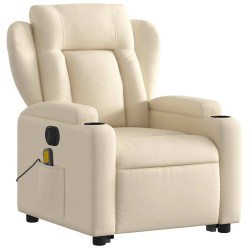 Fauteuil inclinable de massage électrique Crème Tissu 