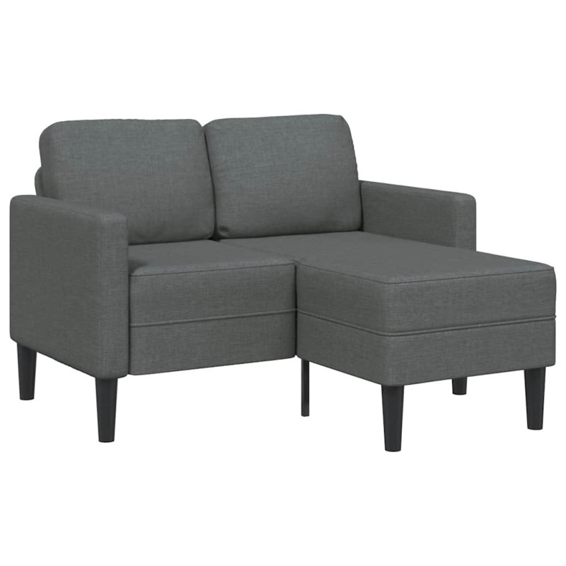 Canapé 2 places avec méridienne en L gris foncé 125 cm tissu 