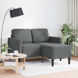 Canapé 2 places avec méridienne en L gris foncé 125 cm tissu 