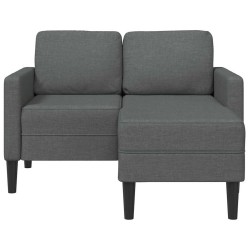 Canapé 2 places avec méridienne en L gris foncé 125 cm tissu 