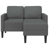 Canapé 2 places avec méridienne en L gris foncé 125 cm tissu 