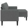 Canapé 2 places avec méridienne en L gris foncé 125 cm tissu 