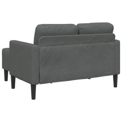 Canapé 2 places avec méridienne en L gris foncé 125 cm tissu 