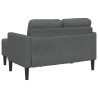 Canapé 2 places avec méridienne en L gris foncé 125 cm tissu 