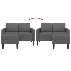 Canapé 2 places avec méridienne en L gris foncé 125 cm tissu 