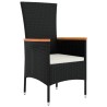 Ensemble à manger de jardin coussins 5pcs Noir Résine tressée 