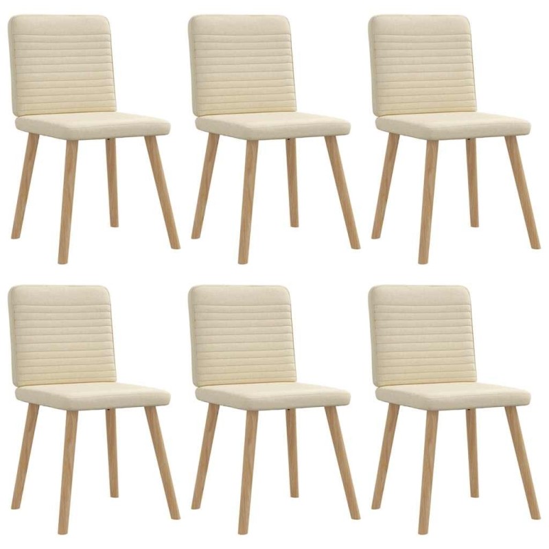 Chaises à manger lot de 6 crème tissu 