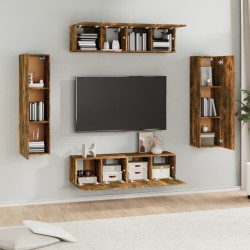 Ensemble de meubles TV 6 pcs Chêne fumé Bois d'ingénierie 