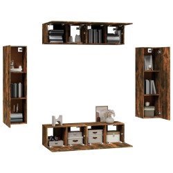 Ensemble de meubles TV 6 pcs Chêne fumé Bois d'ingénierie 