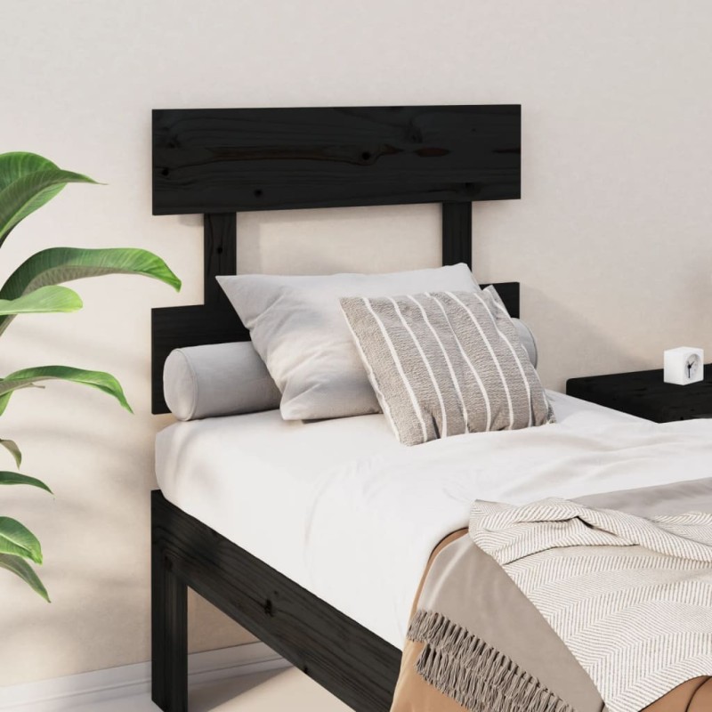 Tête de lit Noir 78,5x3x81 cm Bois massif de pin Tête de lit Noir 78,5x3x81 cm Bois massif de pin