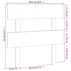 Tête de lit Noir 78,5x3x81 cm Bois massif de pin 