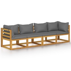 Canapé de jardin à 4 places avec coussin Bois d'acacia massif 