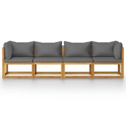 Canapé de jardin à 4 places avec coussin Bois d'acacia massif 