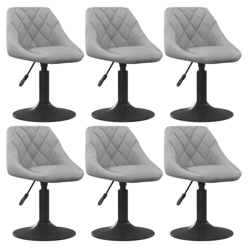 Chaises pivotantes à manger lot de 6 gris clair velours Chaises pivotantes à manger lot de 6 gris clair velours