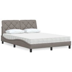 Lit avec matelas taupe 140x200 cm tissu 