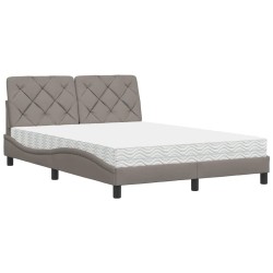 Lit avec matelas taupe 140x200 cm tissu 