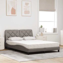 Lit avec matelas taupe 140x200 cm tissu 