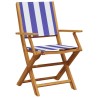 Ensemble à manger de jardin 5 pcs bleu blanc tissu bois massif 