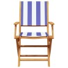 Ensemble à manger de jardin 5 pcs bleu blanc tissu bois massif 