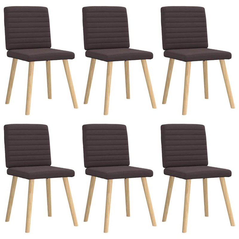 Chaises à manger lot de 6 marron foncé tissu 