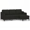 Canapé à 3 places avec repose-pieds Noir 180 cm Tissu 