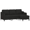 Canapé à 3 places avec repose-pieds Noir 180 cm Tissu 
