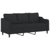 Canapé à 3 places avec repose-pieds Noir 180 cm Tissu 