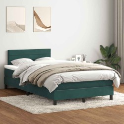 Sommier à lattes de lit et matelas vert foncé 120x220cm velours 