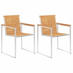 Chaises de jardin avec coussins lot de 2 Teck solide et acier 