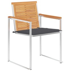 Chaises de jardin avec coussins lot de 2 Teck solide et acier 