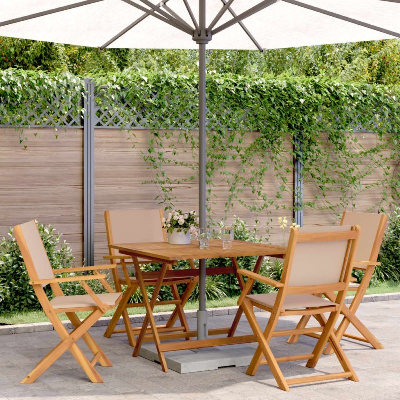 Ensemble à manger de jardin 5 pcs taupe tissu et bois massif 