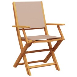 Ensemble à manger de jardin 5 pcs taupe tissu et bois massif 