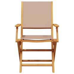 Ensemble à manger de jardin 5 pcs taupe tissu et bois massif 